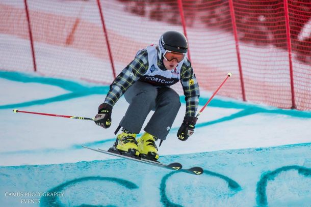 Mackenzie Carr picture here in Ski Cross (Photo Credit: Camus Photography Events)